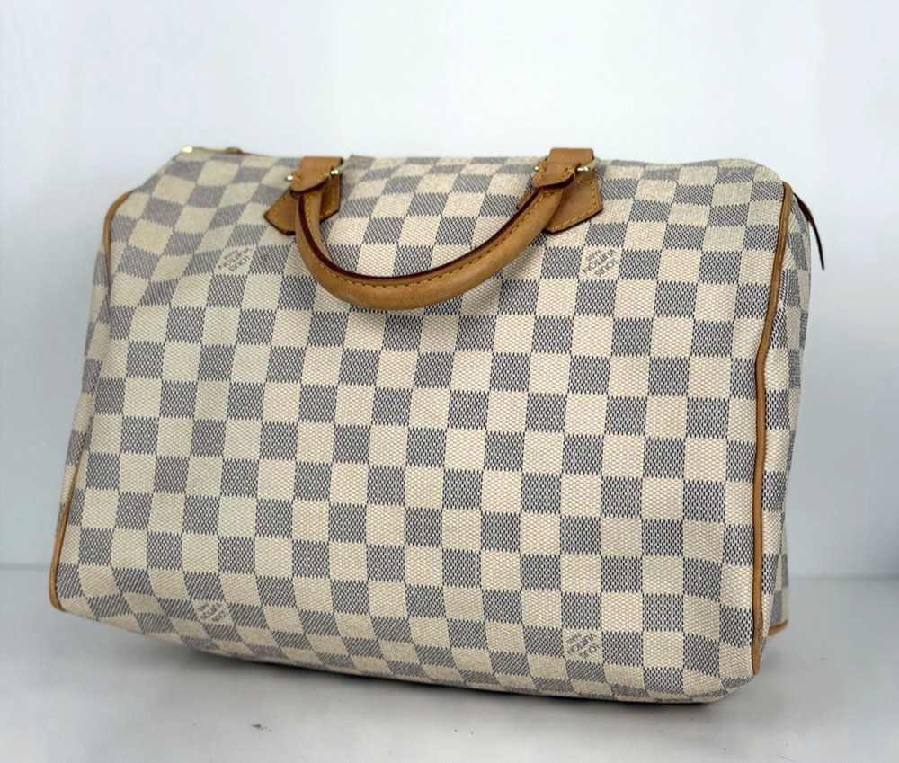 Louis Vuitton Speedy 30 Top Handle Bag in Damier Azur Coated Canvas 2007 S02